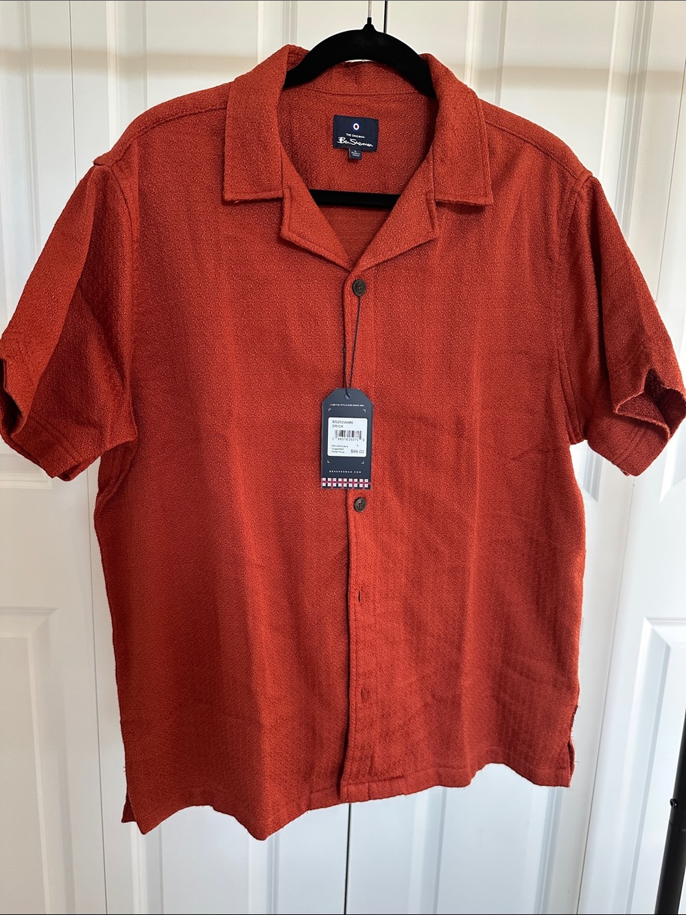 Ben Sherman Men's Short-Sleeve Button-Down Shirt in Rust Orange